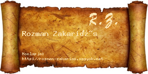 Rozman Zakariás névjegykártya